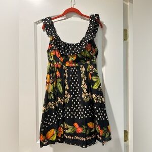 Farm Rio Paradise Floral Leak Fruit Mini Dress